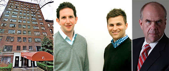 From left: 23-25 Monroe Place in Brooklyn Heights, Benchmark's Jordan Vogel and Aaron Feldman, and DLJ's Chip Andrews