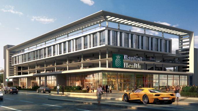 Rendering of proposed Baptist Health facility at Alton Road and Seventh Street in Miami Beach