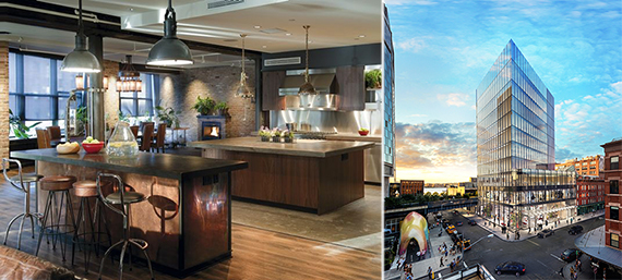 From left: A wellness loft by Delos Living and a rendering of 860 Washington Street in the Meatpacking District