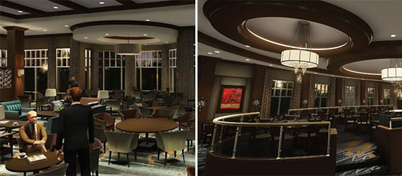 Renderings of the new facility's bar and restaurant