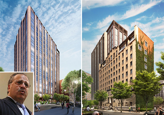 From left: Renderings of 215 East 19th Street and 225 East 19th Street (credit: Woods Bagot) (inset: Joseph Chetrit)