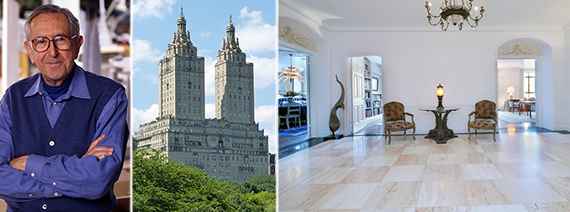 From left: Cesar Pelli, the San Remo on the Upper West Side and Pelli's new unit in the building