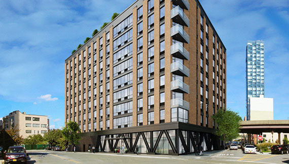 Rendering of Ekstein's condo building at 43rd Avenue and Hunter Street in Long Island City (credit: GF55 Partners)