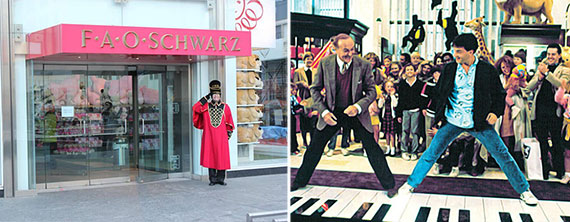 From left: FAO Schwarz On 59th Street and a scene at the store from the 1988 movie "Big"