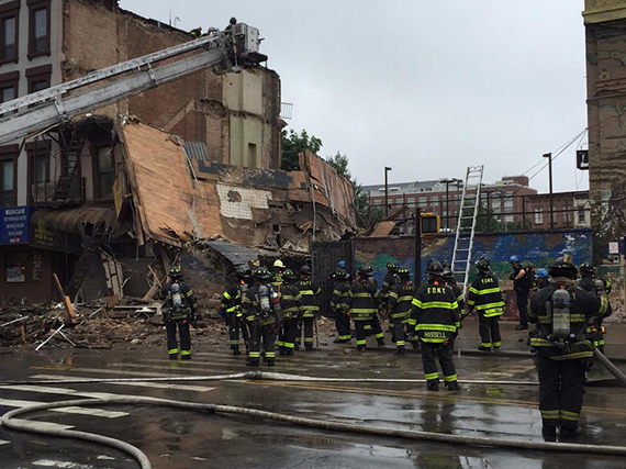 1432-1438 Fulton Street in Bedford-Stuyvesant after collapse (credit: WhatsApp)
