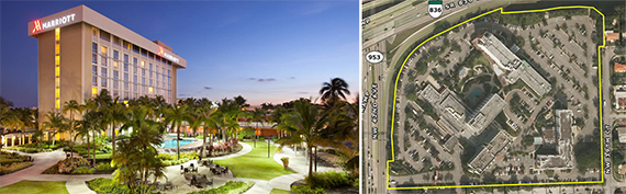 Marriott Miami Airport and a map of the Marriott campus