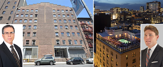 From left: 513-519 West 20th Street and roof of Soho House at 29 Ninth Avenue (inset: Jim Gross and Justin DiMare)