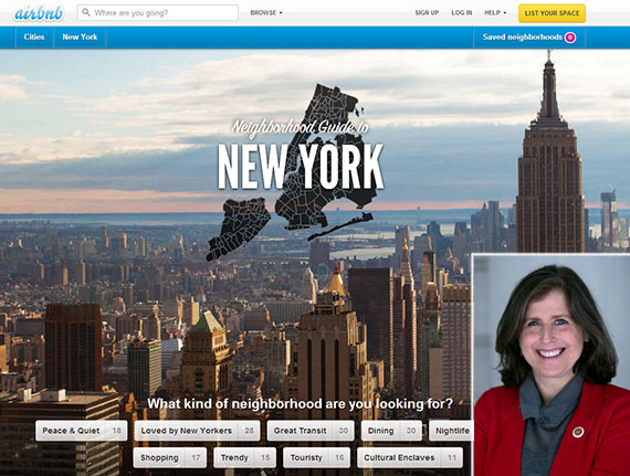 The Airbnb website and Manhattan Council member Helen Rosenthal