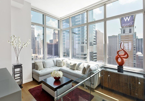 Living room at a $21 million triplex at 