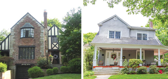 From left: 77 Pickwick Road in Manhasset and 51 Broadway in Rockville Centre