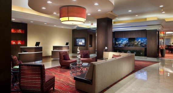 The lobby of the Courtyard by Marriott downtown Miami hotel. (Credit: Marriott)