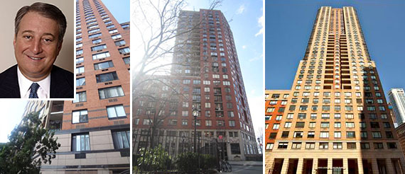 From left: 377 Rector Place, 380 Rector Place and 200 Rector Place (inset: Howard Milstein)