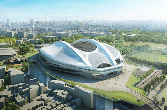 Rendering of the Tokyo Olympic Stadium (Credit: Zaha Hadid via Curbed)