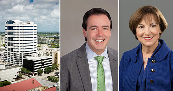 Tower 101 at 101 Northeast 3rd Avenue in Fort Lauderdale and JLL's Brady Titcomb and Alice Lucia Jackson