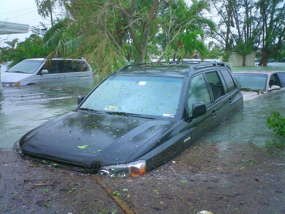 Cars are submerged in Key Haven during a flood caused by hurricane Wilma in 2005 (Credit: Marc Averette)