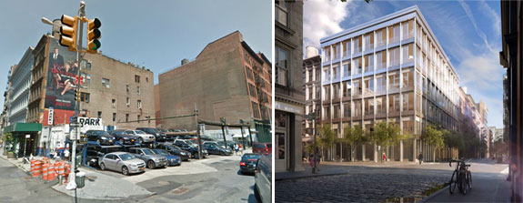 42 Crosby Street and a rendering of the completed project 