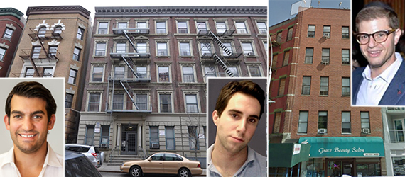 From left: 240 West 122nd Street and 222 St. Nicholas Avenue in Harlem (inset: Bennat Berger, Andrew Miller and Steven Vegh)
