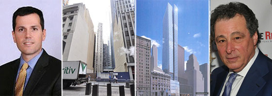 From left: Andrew Scandalios, 45 Broad Street, rendering of 45 Broad and Robert Gladstone (credit: Richard Lewin)