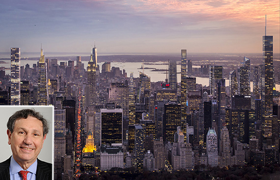 Rendering of Midtown Manhattan skyline in 2030 (credit: VisualHouse) (inset: Carl Weisbrod)