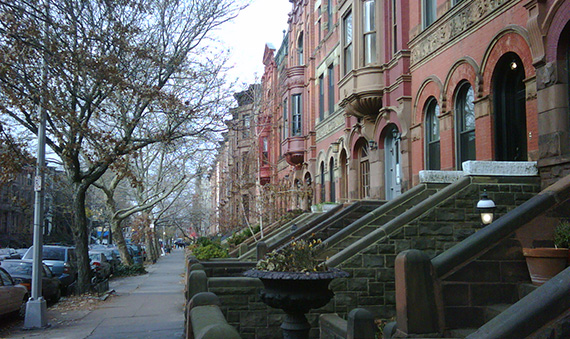 A row of Park Slope townhouses