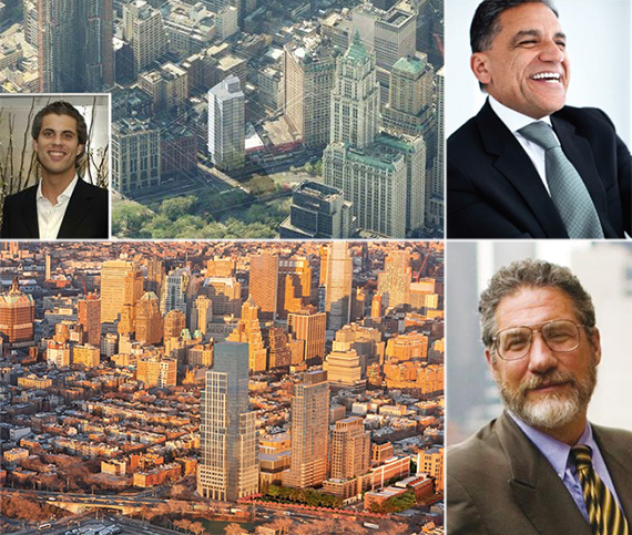 Clockwise from top left: Glauco Lolli-Ghetti and lower Manhattan, Joe Moinian, Jonathan Rose And 339 Hicks Avenue in Brooklyn
