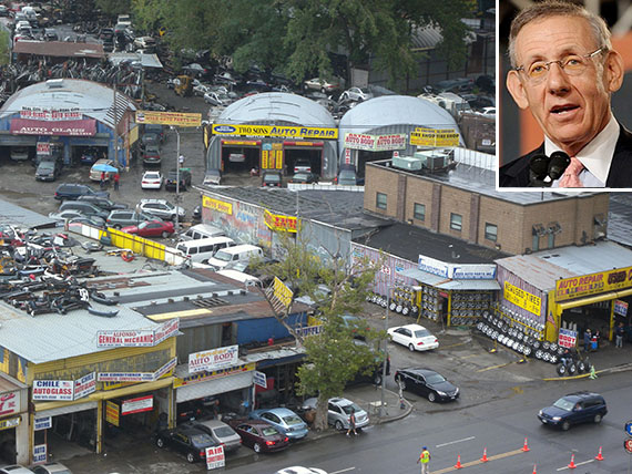Willets Point in Queens with Stephen Ross (inset)
