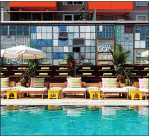 The rooftop pool at the McCarren Hotel.