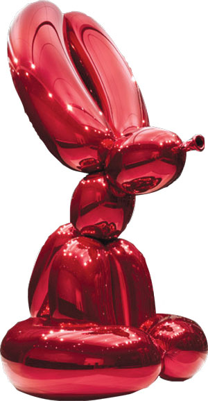 Jeff Koons’ “Balloon Rabbit (Red)” on display at 51 Astor Place.