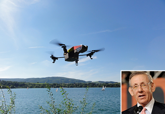 An unmanned flying drone (inset: Stephen Ross)