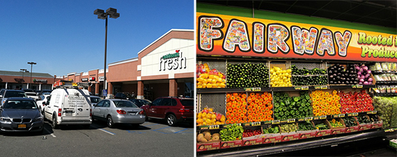 From left: The Georgetown Shopping Center in Bergen Beach, Brooklyn and a Fairway Market 