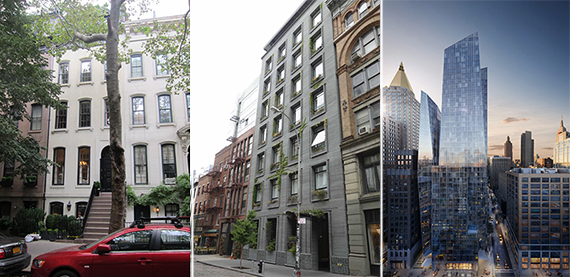 From left: 167 East 71st Street, 41 Bond Street and a rendering of 400 Park Avenue South