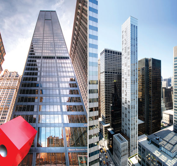 From left: 140 Broadway in the Financial District and 610 Lexington Avenue