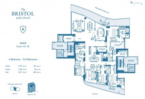 (Click to enlarge) A floor plan for unit 20B at the Bristol