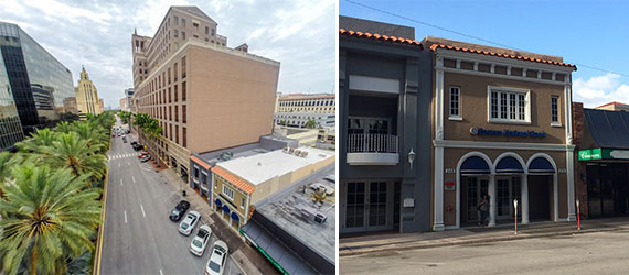 An aerial and street view of the building at 270 Alhambra Circle