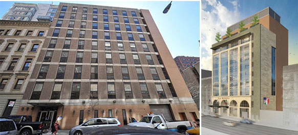 432 West 58th Street and a rendering of the planned renovation