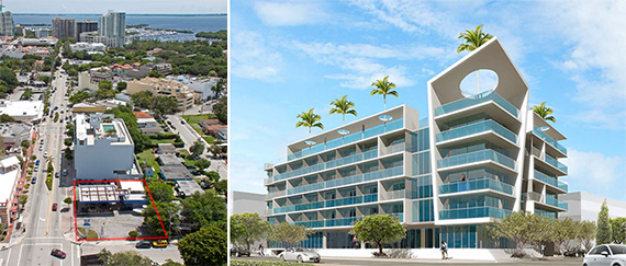Coconut Grove site and a rendering of a potential hotel