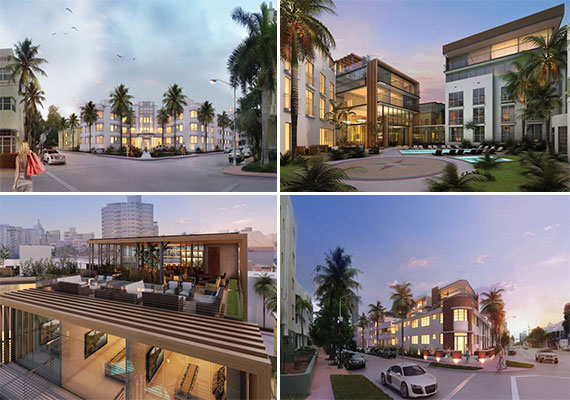 Renderings of the Collins Park Hotel redevelopment project in Miami Beach