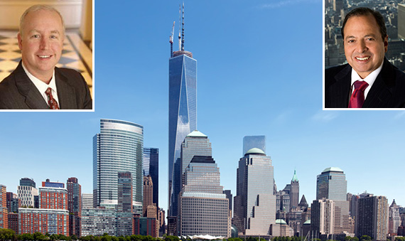 One World Trade Center (inset: Moody's Raymond McDaniel and Douglas Durst)