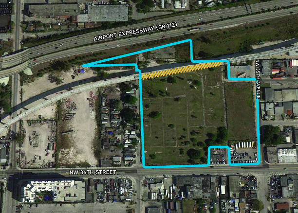 The undeveloped land at 3565 Northwest 36th Street near the Miami International Airport