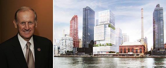 From left: Richard Anderson and a rendering of the new Sloan Kettering facility on the Upper East Side