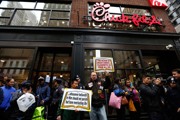 The opening day of NYC's first Chick-fil-A