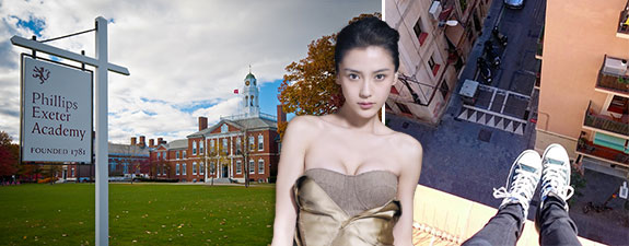 From left: Philip Exeter Academy, Angela Yeung and an Instagram pic from the edge of a roof