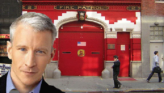 Cooper lives in a converted firehouse at 84 West 3rd Street