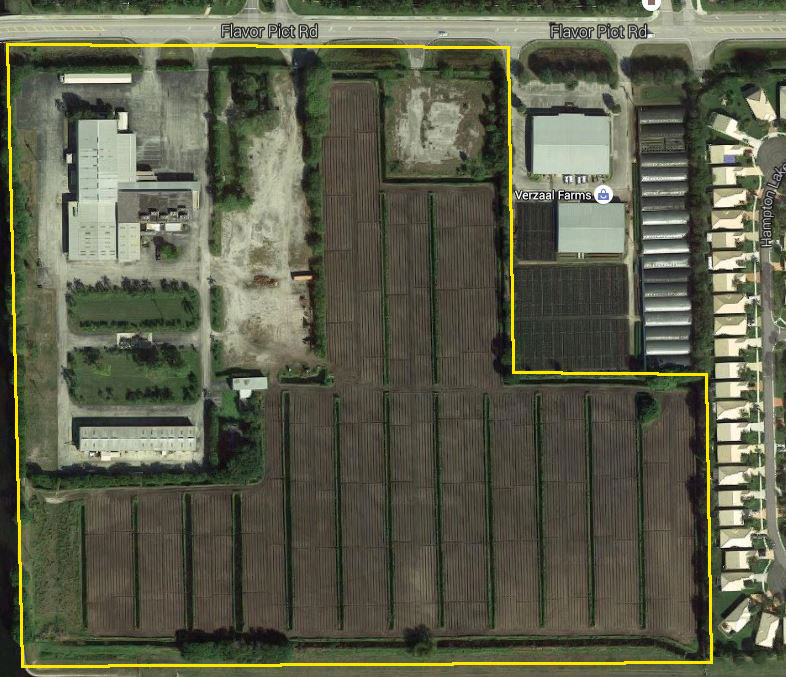 The 33-acre development site at 5300 Flavor Pict Road in unincorporated Palm Beach County