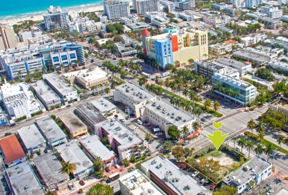 The development site at the corner of 5th Street and Meridian Avenue in South Beach
