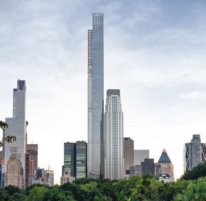 A rendering of Extell Development’s Central Park Tower, which will top out at 1,550 feet tall when it’s complete in 2019.