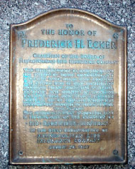 The plaque dedicated to MetLife's Frederick Ecker. It was removed in 2002.