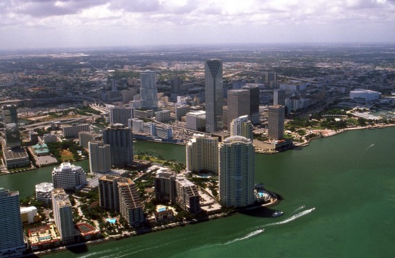 An aerial view of Miami's Brickell neighborhood (Credit: creative commons user Towpilot)