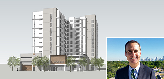 Rendering of Wagner Creek Apartments and Matt Rieger of the Housing Trust Group