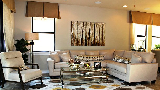 Living area in Westwood Place model.